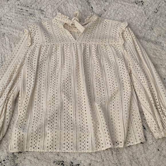 MADEWELL EYELET MOCKNECK RUFFLE TOP - Picture 10 of 10
